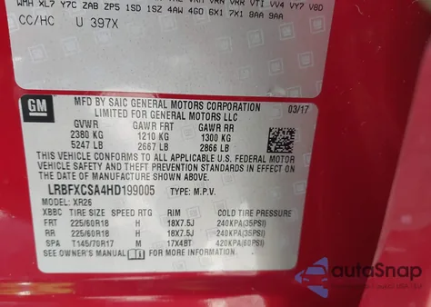 2017 Buick Envision Preferred from USA, damaged, VIN LRBFXCSA4HD199005